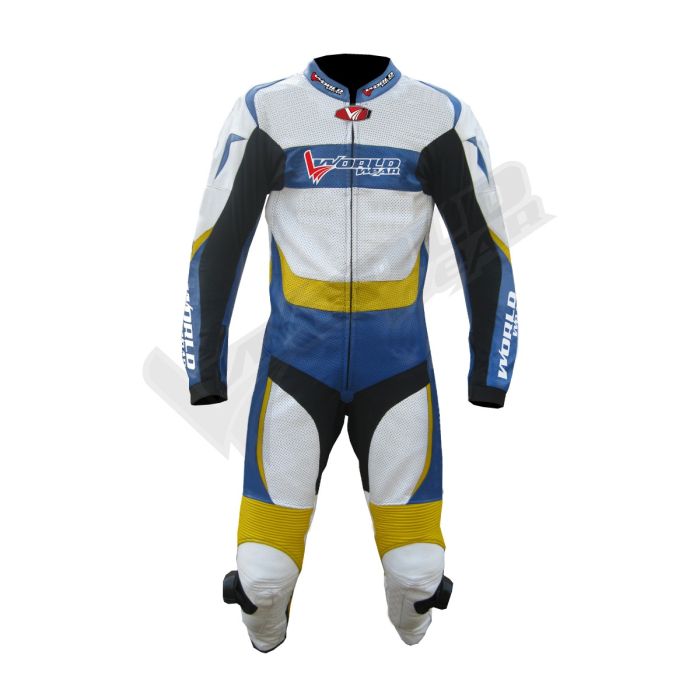 BMW Gold White  2014 Men Motorbike Racing Leather Suit