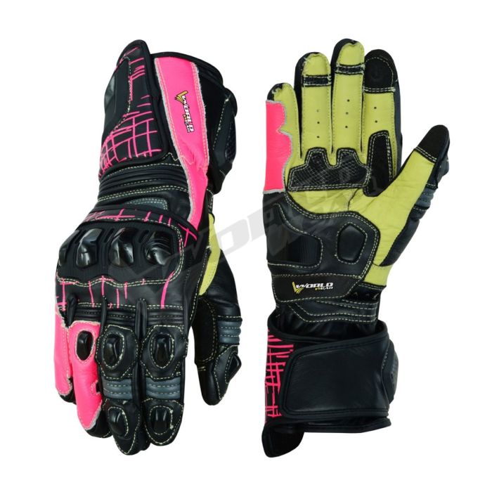 Custom Worldwear Men Motorbike Racing Leather Gloves