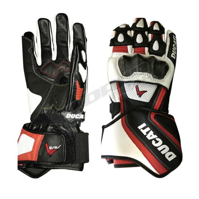 Ducati Corse Men Motorbike Racing Leather Gloves