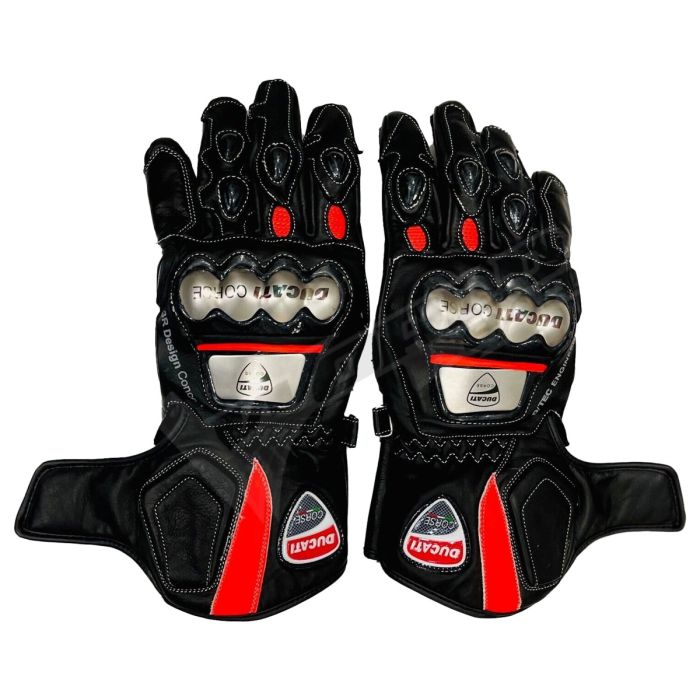 Ducati RB Motorbike Racing Leather Gloves