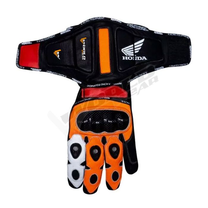 Honda Motogb Men Motorbike Racing Leather Gloves