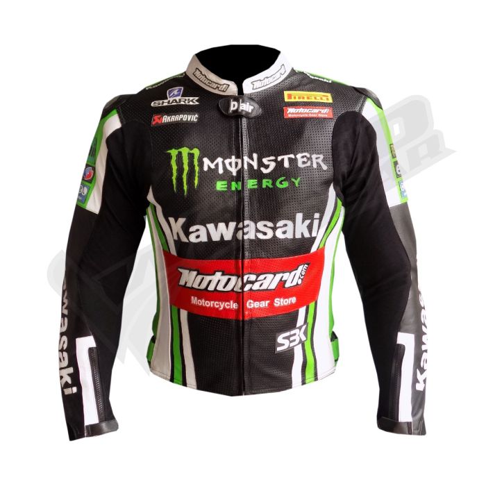 Kawasaki Ninja Movistar 2016 Men Motorbike Raceing Leather Jacket