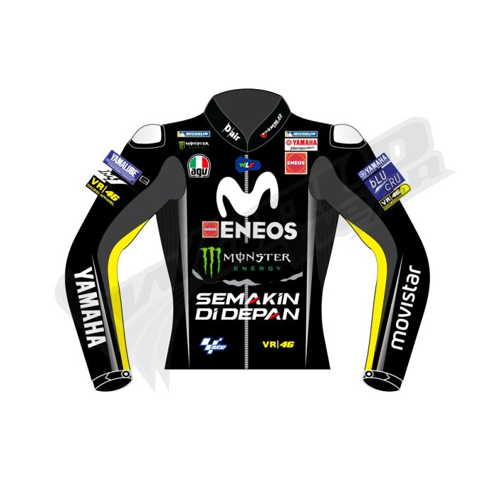Rossi Yamaha Movistar Black Motogp 2018 Men Motorbike Raceing Leather Jacket