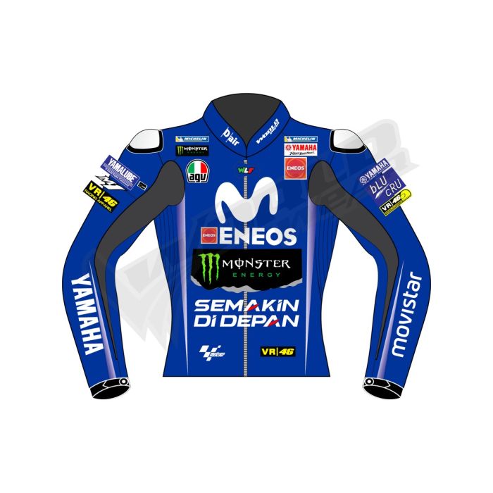 Rossi Yamaha Movistar Blue Motogp 2018 Men Motorbike Raceing Leather Jacket