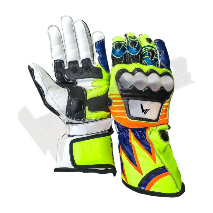 Valentino Rossi Motogp 2015 Motorbike Racing Leather Gloves