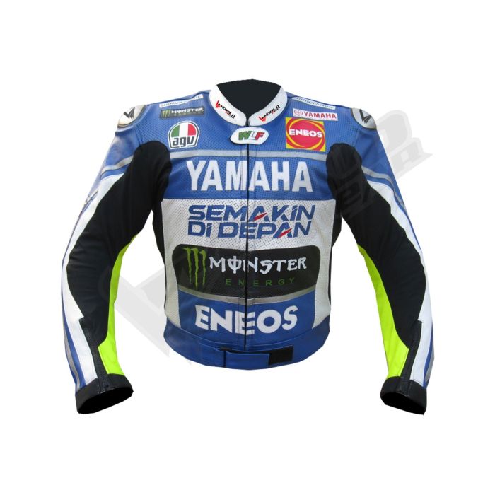 Valentino Rossi  Yamaha Bule Movistar 2014 Men Motorbike Raceing Leather Jacket