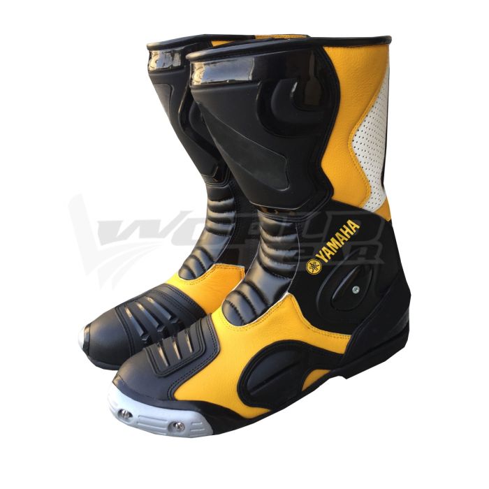 Yamaha Yellow Black Men Motorbike Racing Leather Boots