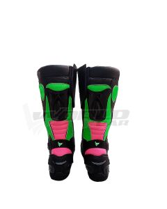 Black Green Men Motorbike Racing Leather Boots
