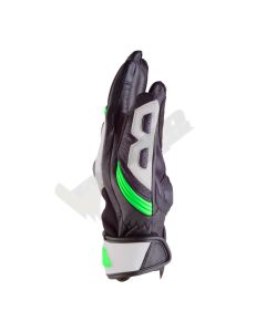  Black Green Motorbike Racing Leather Gloves