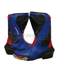 Blue Red Black GrimotoMen Motorbike Racing Leather Boots