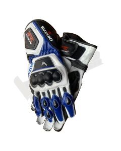 Suzuki Blue Black Red Motorbike Racing Leather Gloves