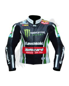 Tom Sykes Kawasaki Ninja Twopiece SBK Men Motorbike Raceing Leather Jacket