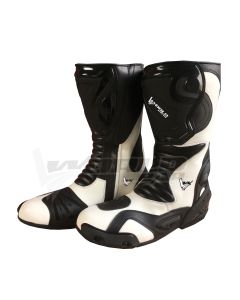 Worldwear Long White Black Men Motorbike Racing Leather Boots