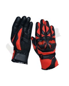Worldwear Red  Black Motorbike Racing Leather Gloves