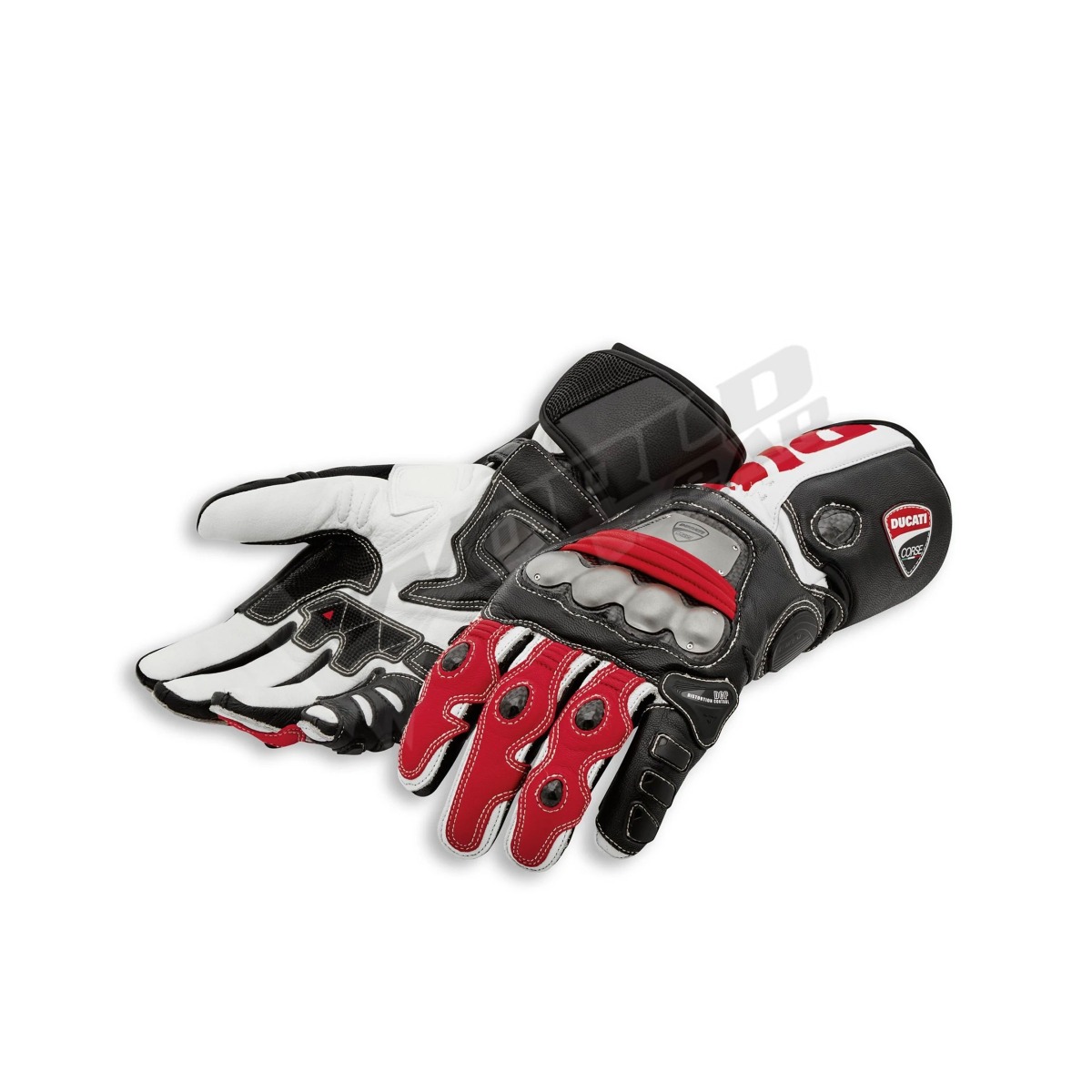 Size chart for motorbike racing leather gloves, showing measurements for different glove sizes including small, medium, large, and extra-large to ensure the perfect fit.