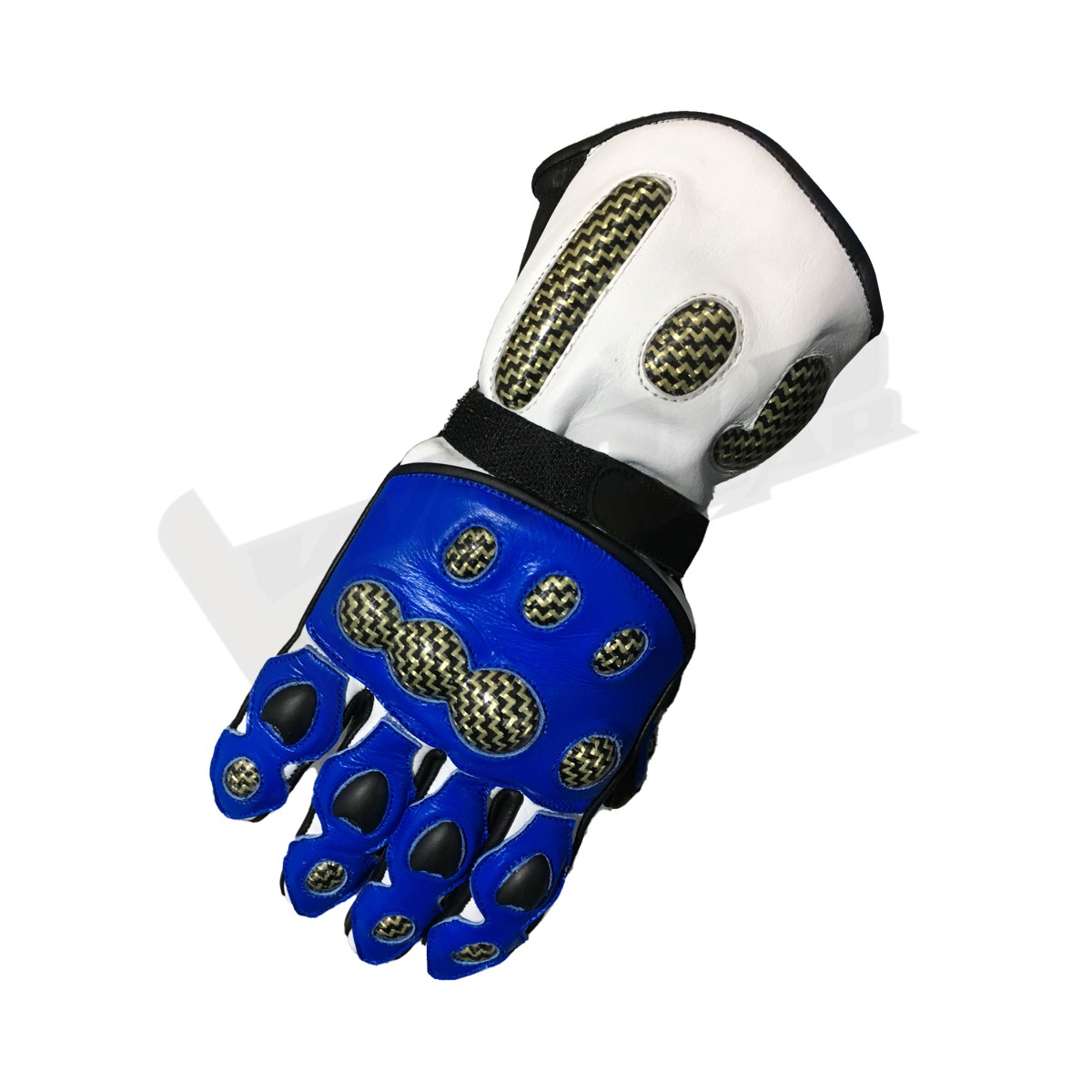 Leon Haslam Yamaha Motorbike Racing Leather Gloves; High-performance motorbike racing leather gloves made from durable cowhide leather, offering reinforced knuckle protection, breathable mesh panels, and superior grip for riders on the track or road.