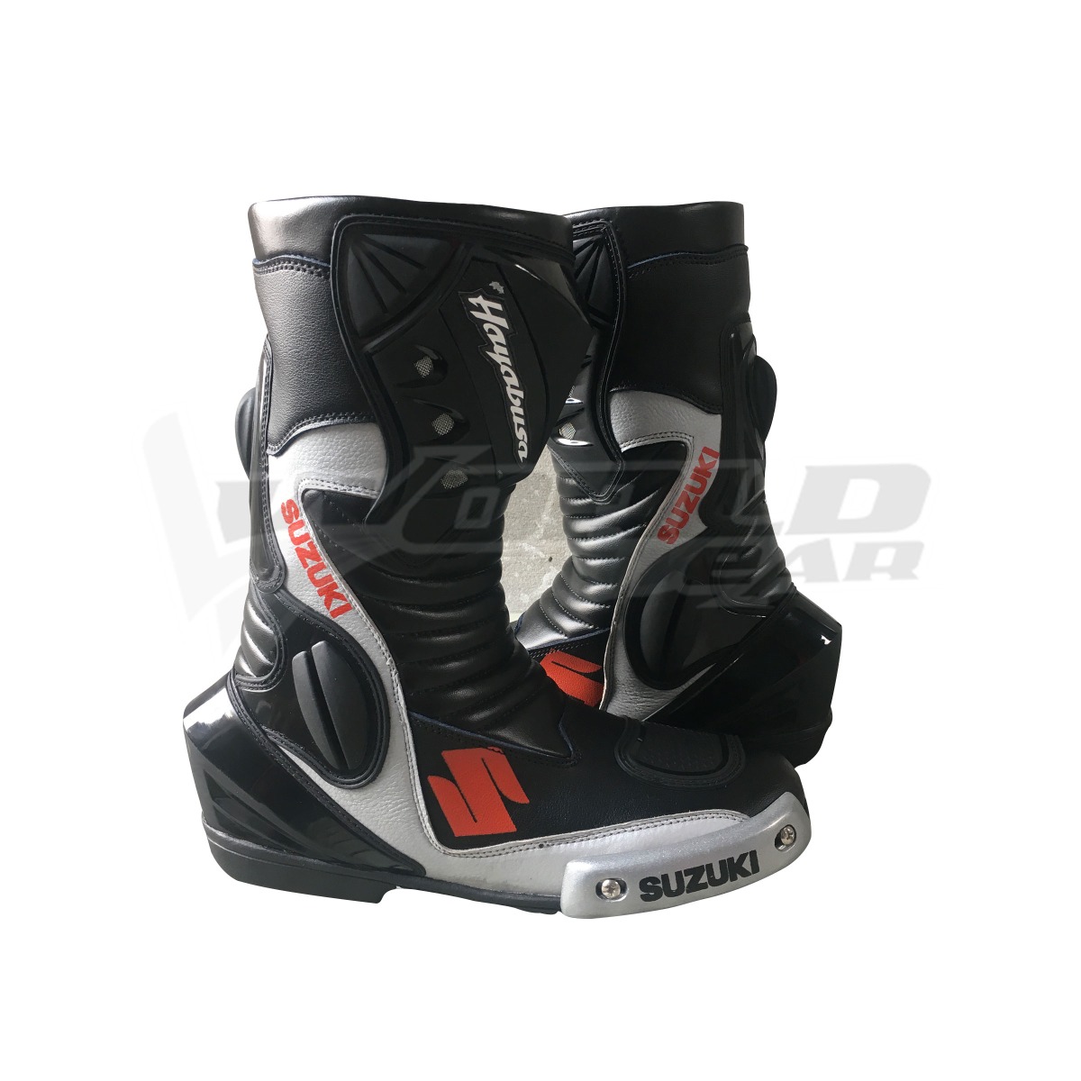 Suzuki Black Men Motorbike Racing Leather Boots, featuring advanced protection for ankles, shins, and toes. Designed for comfhttps://grimoto.com/media/catalog/product/b/l/black-_fluorecent-men-motorbike-racing-leather-boots-01.jpgrt and safety, these boots offer an ergonomic fit, slip-resistant sole for better grip, breathable interior to keep feet dry, and shock absorption for added comfort during high-speed rides. Ideal for motorcycle racers and enthusiasts seeking durability, performance, and style in their riding gear.