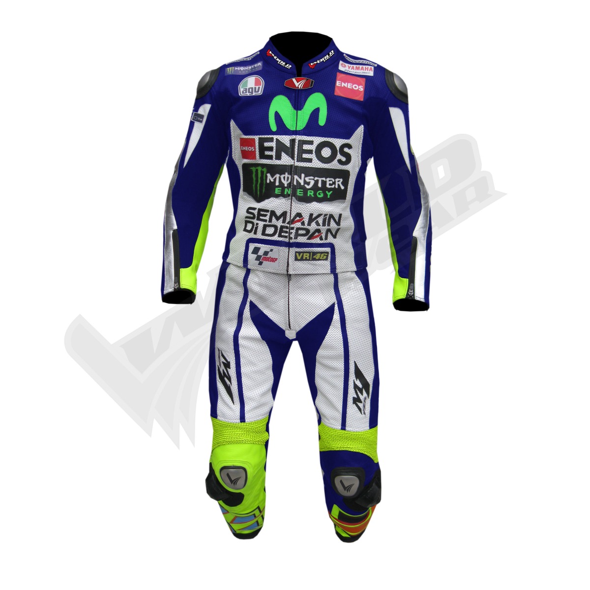 Valentino Rossi Yamaha Blue Motogp 2015 Men Motorbike Racing Leather Suit; men's motorbike suit; leather racing suit; high-performance leather suit; CE approved racing suit; professional motorbike racing suit; men's protective leather suit; motorbike suit with armor; motorcycle racing suit with protection; durable leather racing suit; custom fit motorbike suit; motorcycle racing gear for men; perforated leather racing suit; men's racing leather gear; track racing leather suit; men's leather motorcycle suit; protective leather suit for bikers; full-body leather racing suit for men