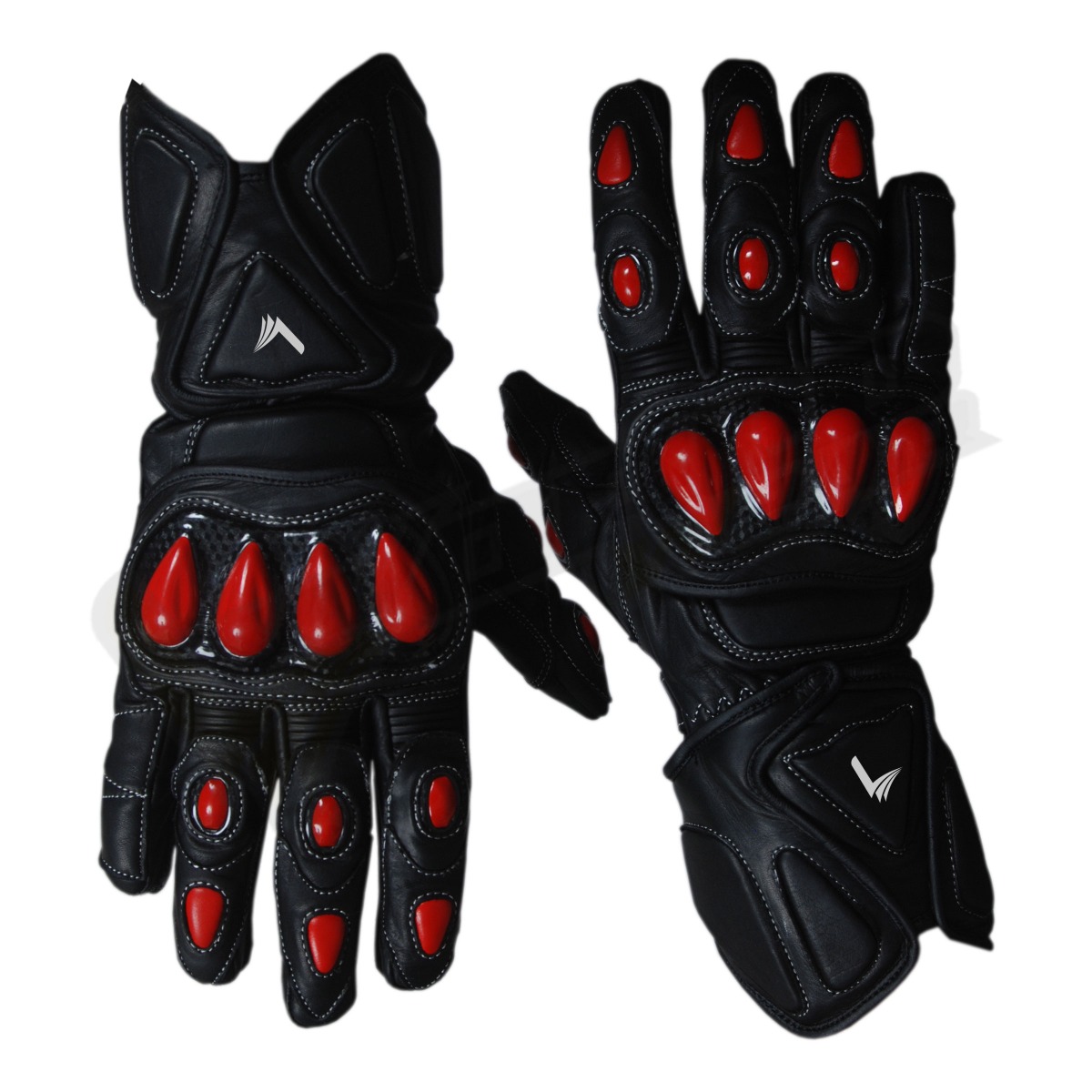 Worldwear Black Red Motorbike Racing Leather Gloves; High-performance motorbike racing leather gloves made from durable cowhide leather, offering reinforced knuckle protection, breathable mesh panels, and superior grip for riders on the track or road.