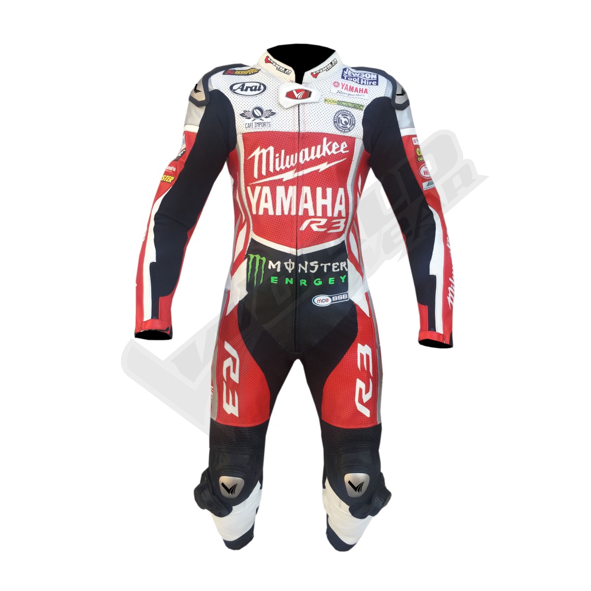 Yamaha Monster Energy R3 Men Motorbike Racing Leather Suit; leather racing suit; high-performance leather suit; CE approved racing suit; professional motorbike racing suit; men's protective leather suit; motorbike suit with armor; motorcycle racing suit with protection; durable leather racing suit; custom fit motorbike suit; motorcycle racing gear for men; perforated leather racing suit; men's racing leather gear; track racing leather suit; men's leather motorcycle suit; protective leather suit for bikers; full-body leather racing suit for men